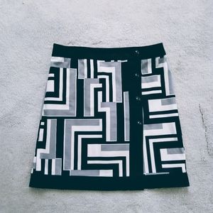 60's design black grey and cream skirt size 6P